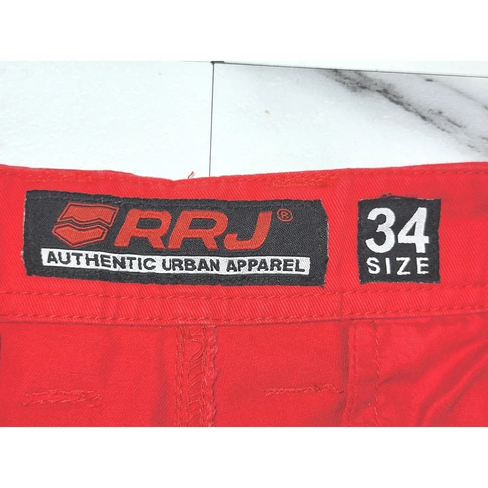 RRJ Authentic Urban Apparel Mens Red Chino Shorts Size 34 Rough Rider Jeans Y2K